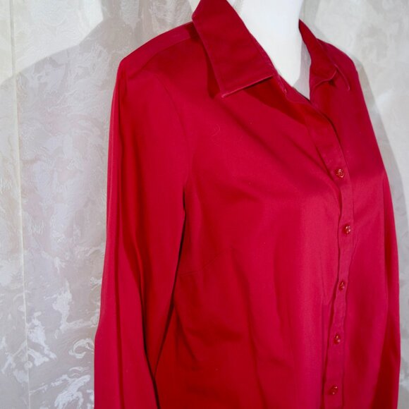 Coldwater Creek Red No-Iron Button-up Blouse | XL - Picture 3 of 5